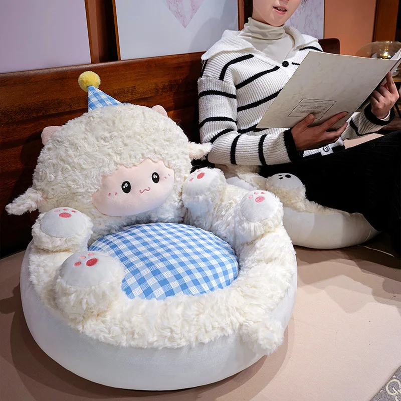 Cartoon Belly Flipping Lamb Futon,Waist Protection Cushion, Lazy Person Backrest Integrated Tatami,Bay Window Reading Small Sofa