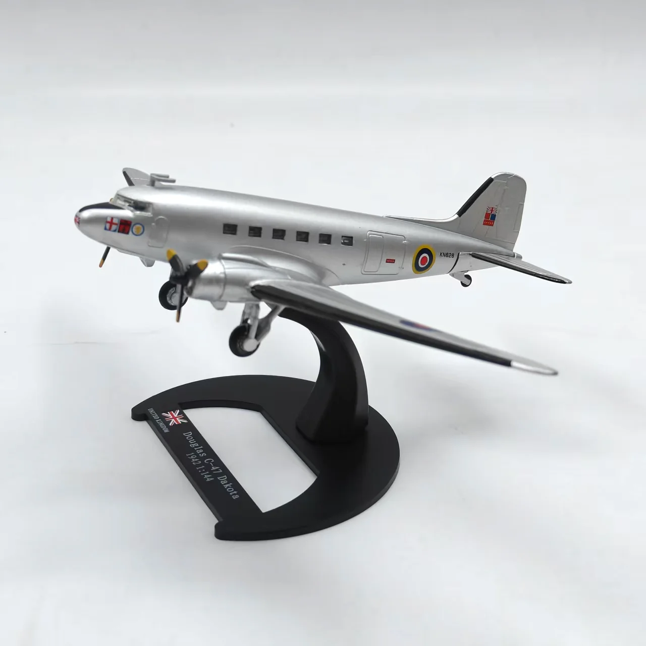 دييكاست 1/144 مقياس الحرب العالمية الثانية القوات الجوية البريطانية C47 النقل سبيكة نموذج طائرة تحصيل لعبة هدية تذكارية العرض #2