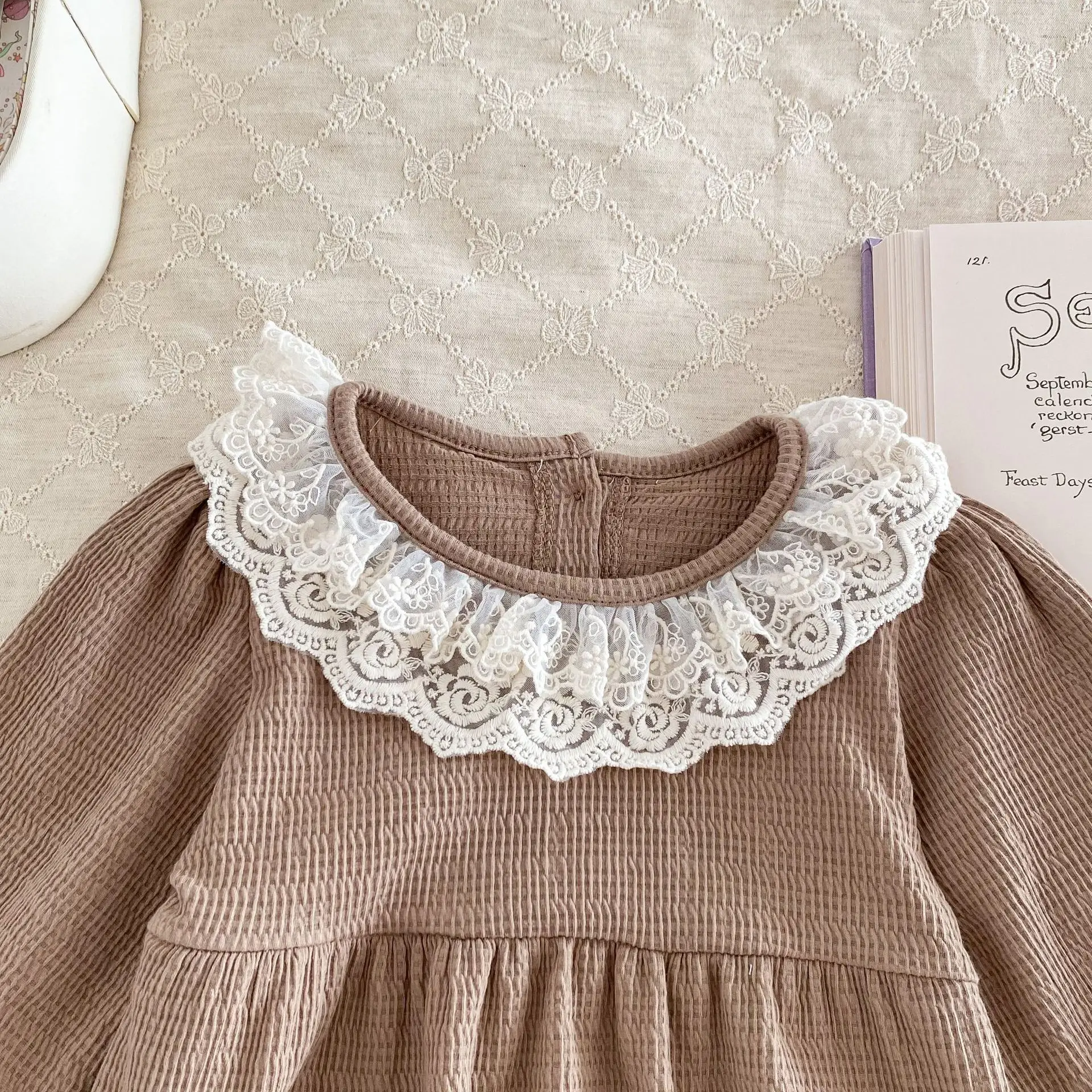 MILANCEL-Vêtements de printemps pour bébé avec col en dentelle, costume de batterie pour bébé, tenue de princesse mignonne pour tout-petits,