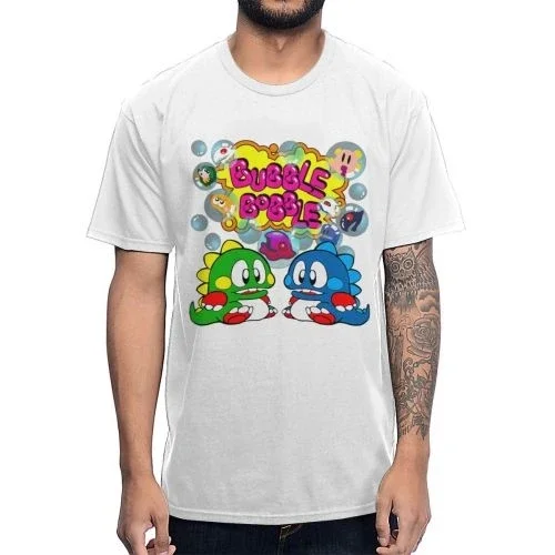 Bubble Bobble Retro  Console Game T-shirt Men New Custom Old School Game T Shirt Organic Cotton Plus Size Tee Camiseta