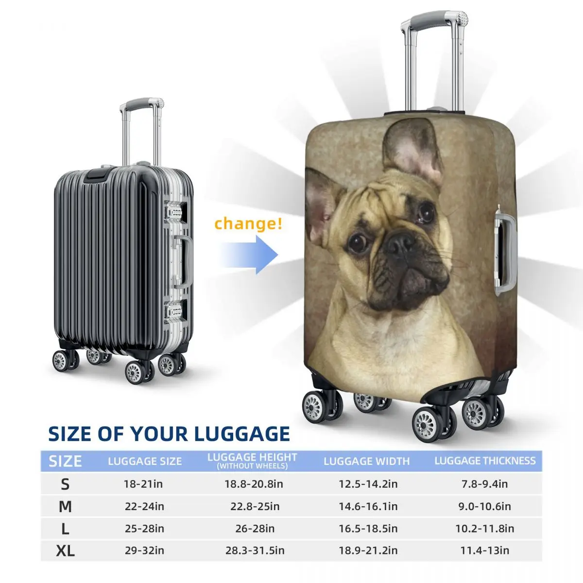 Funda de equipaje de viaje personalizada con Bulldog Francés, funda protectora lavable para maleta para perros y mascotas, compatible con 18-32 pulgadas