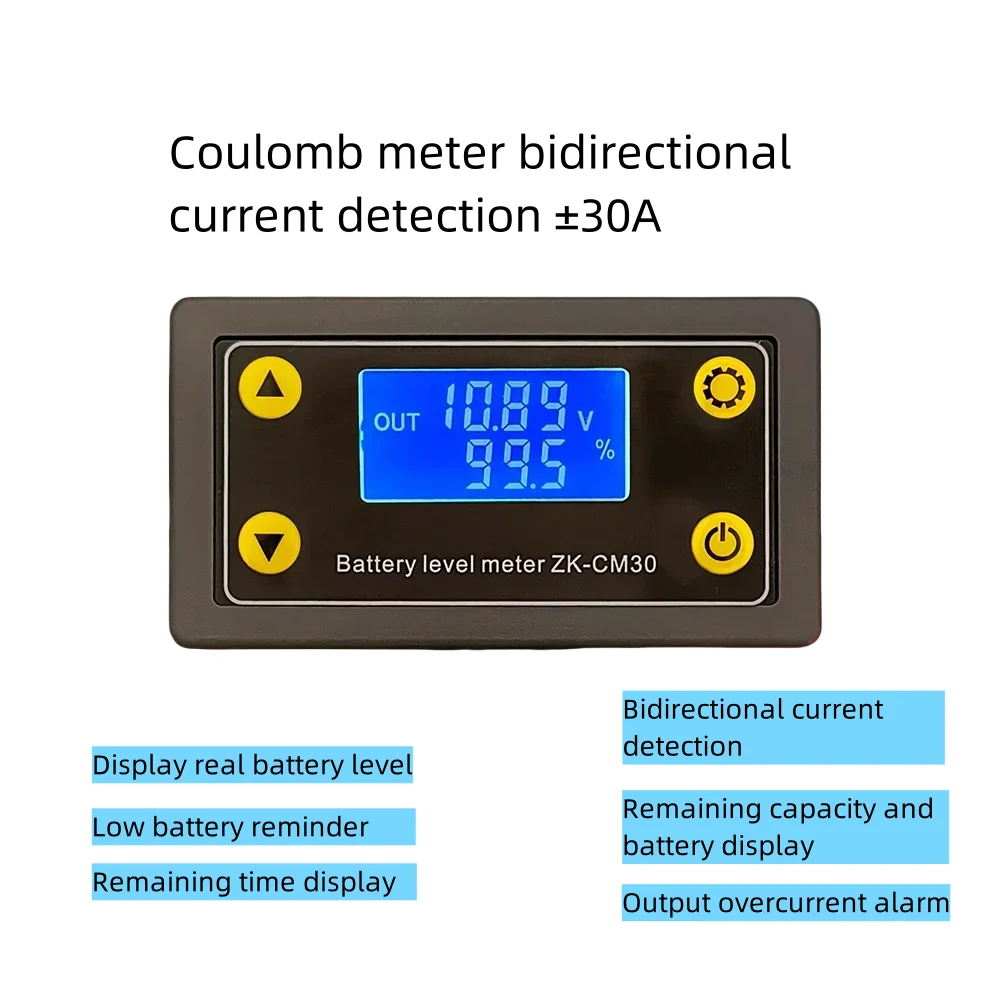 CM30 Battery Monitor Ah Wh Amp Voltage Meter Solar Battery Charging Coulometer Capacity Power Detector Tester voltmeter