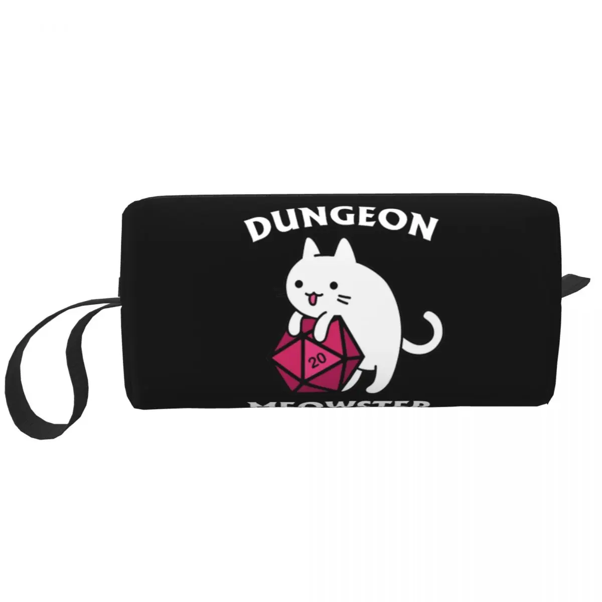 DnD Meowster Large Makeup Bag Zipper Pouch Travel Cosmetic Bags Dungeon Master Cat Organizer for Women