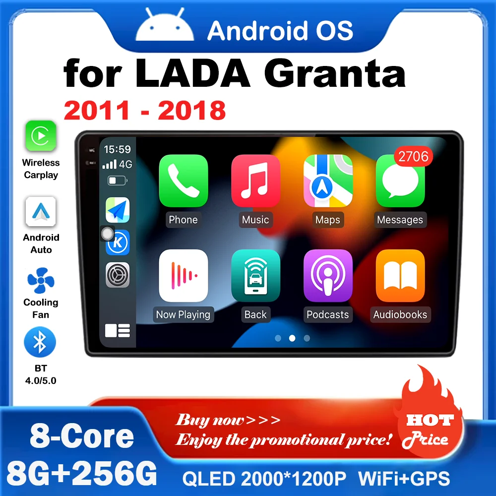 

for LADA Granta 2011 - 2018 GPS Navigation Car Audio Multimedia Player 9 inch 2.5D Screen WiFi Android Intelligent System 4G BT