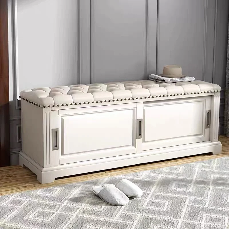 

American shoe change stool can sit shoe cabinet home door solid wood storage