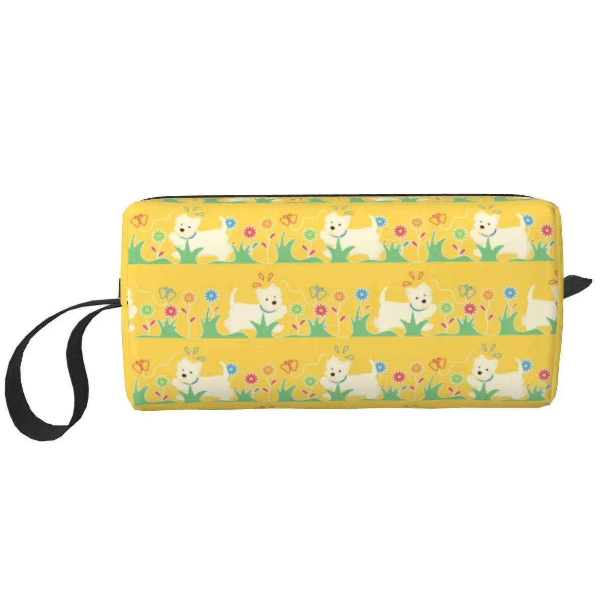 West Highland White Terrier Playing With Butterfly Makeup Bag Travel Cosmetic Organizer Westie Dog Puppy Storage Toiletry Bags