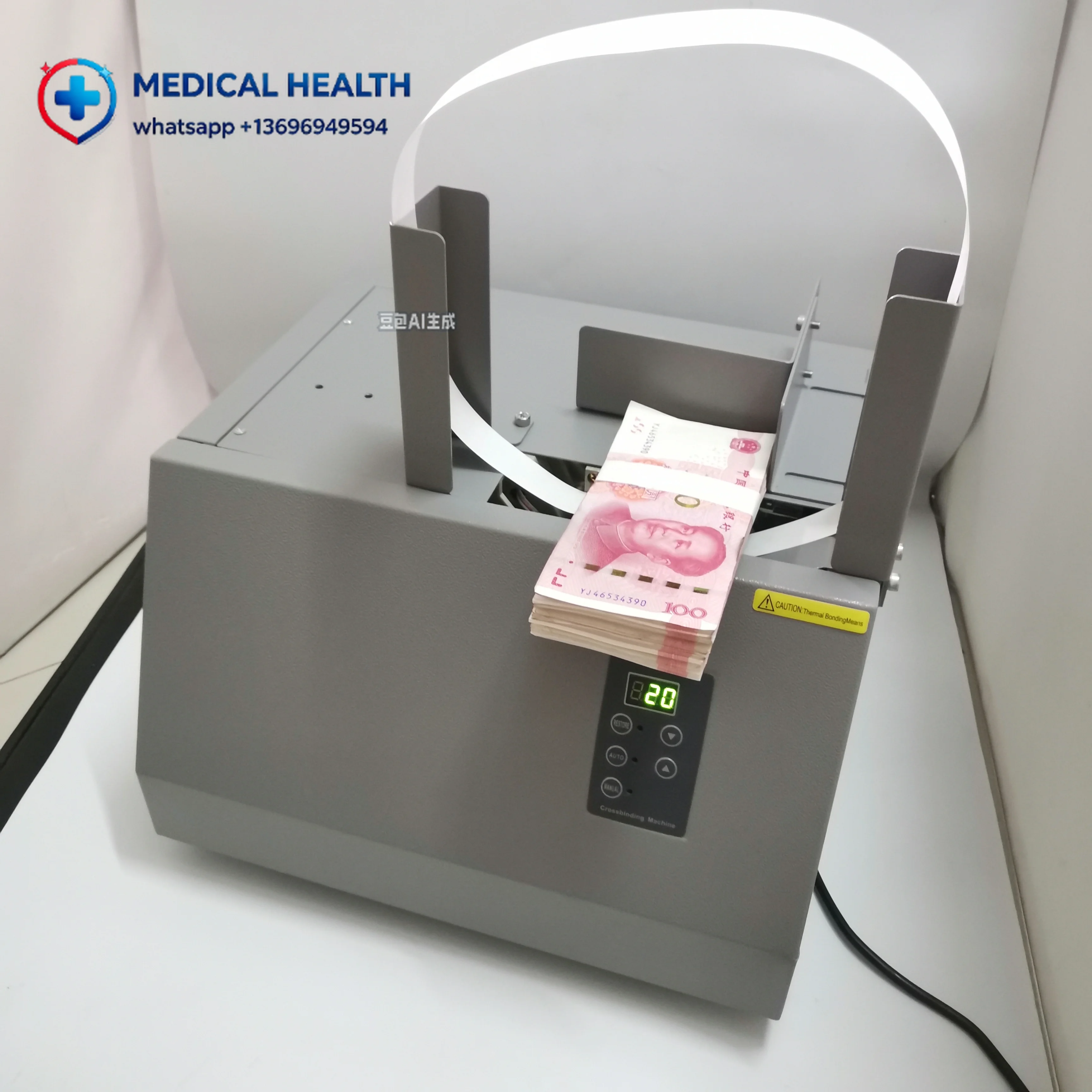 Automatic Banknote Strapping Machine Paper Currency Bundle Binding Machine for Bills and Invoices (110V/220V)