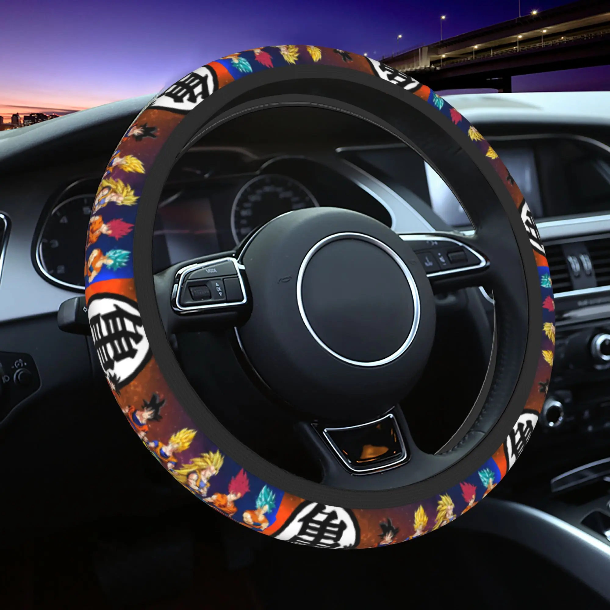 Dragon Ball Z Car Steering Wheel Cover 38cm Anti-slip Cartoon Auto Steering Wheel Protector Colorful Car-styling Car Accessories