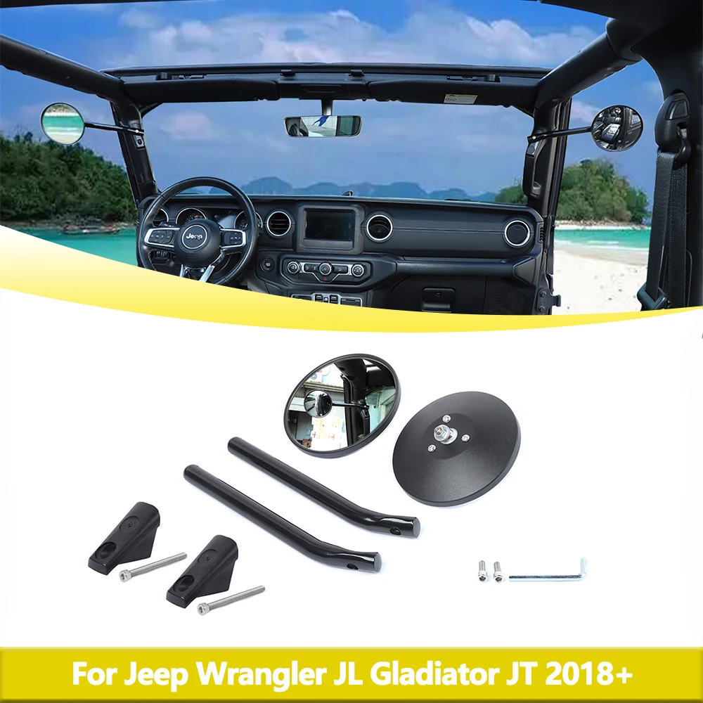 

A-pillar Grab Handle Rear View Mirror for Jeep Wrangler JL Gladiator JT 2018-2023 Black Car Interior Parts Accessories