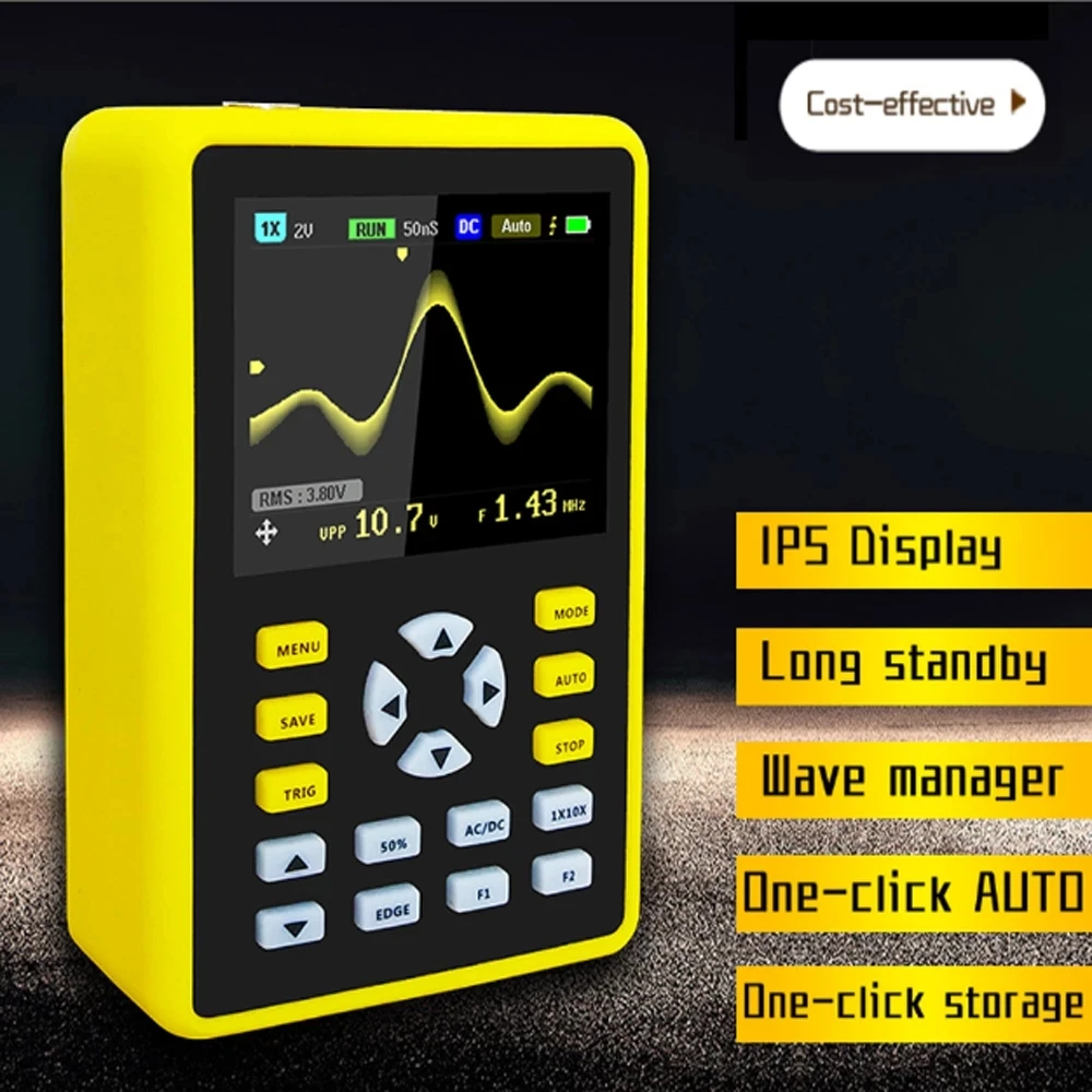 5012H 2.4-inch Digital Oscilloscope Color Display 500MS/s 100MHz 8bits ADC precision Analog Bandwidth Support Waveform Storage