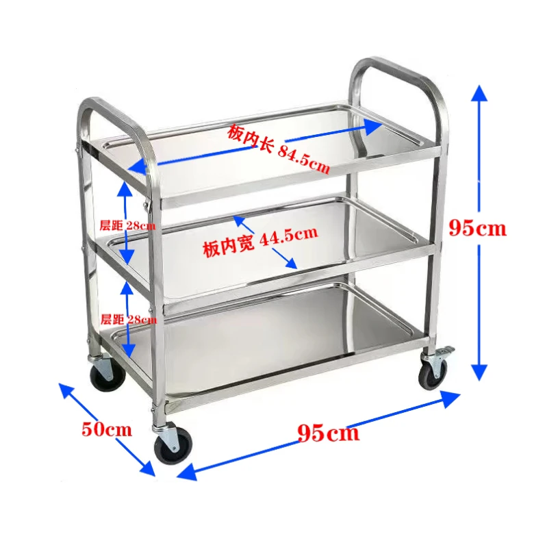 

Commercial Equipment Restaurant Kitchen Stainless Steel 2-Tiers Serving Food Trolley Kitchen Trolley