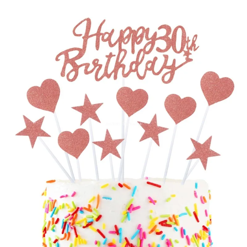 1 مجموعة كعكة عيد ميلاد سعيد القبعات العالية DIY بها بنفسك كعكة ديكور ستار القلب كب كيك العلم لحفلة عيد ميلاد الحلوى ديكور لوازم الخبز 모형eke