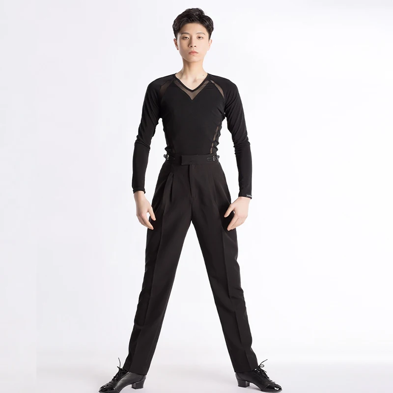 costumes-de-spectacle-de-danse-latine-pour-hommes-hauts-noirs-et-blancs-pantalons-latins-costume-samba-chacha-vetements-d'entrainement-pour-adultes-xh102-nouvelle-collection-2026