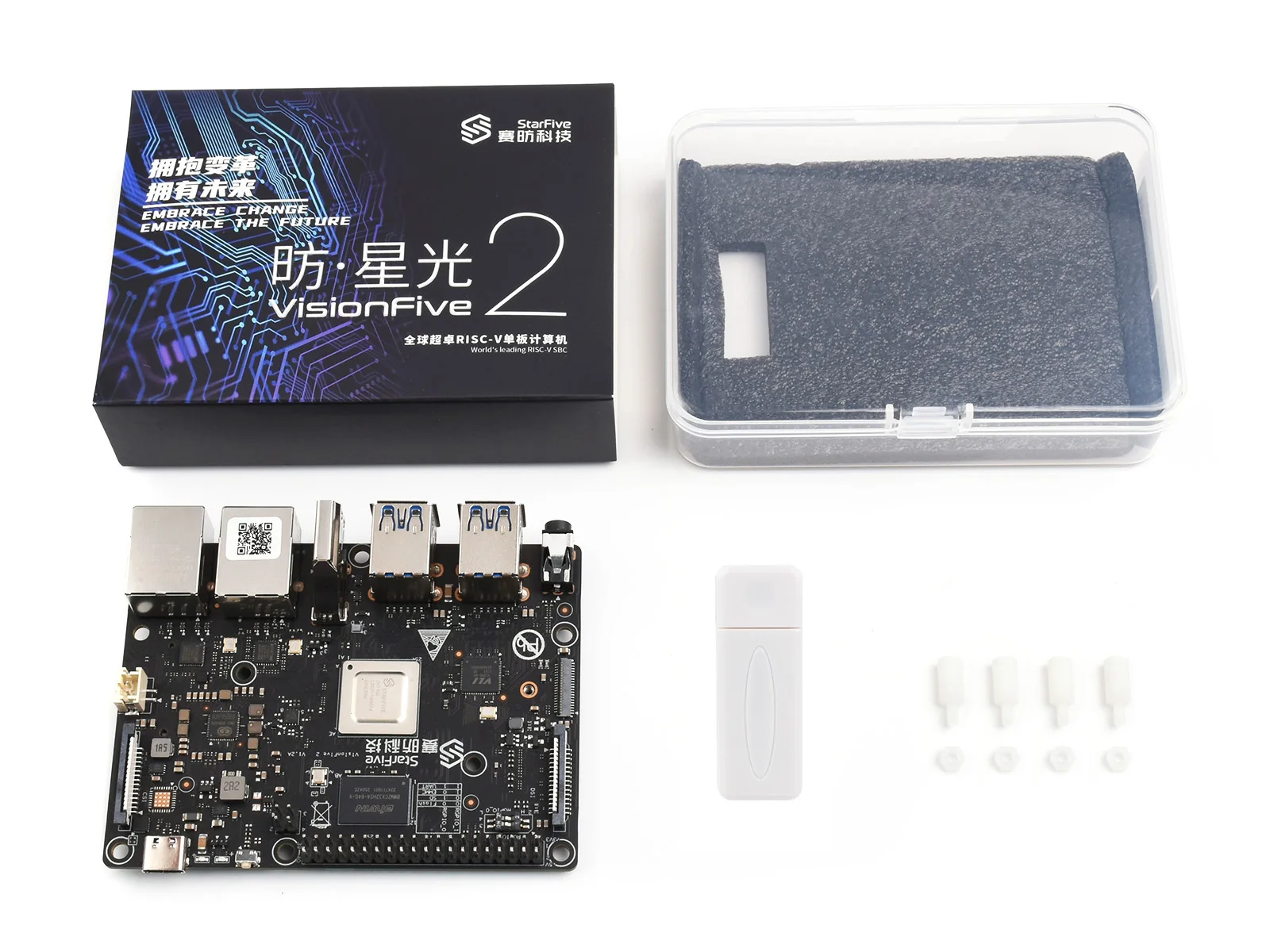 Computadora de placa única VisionFive2 RISC-V, procesador StarFive JH7110 con GPU 3D integrado, base en Linux