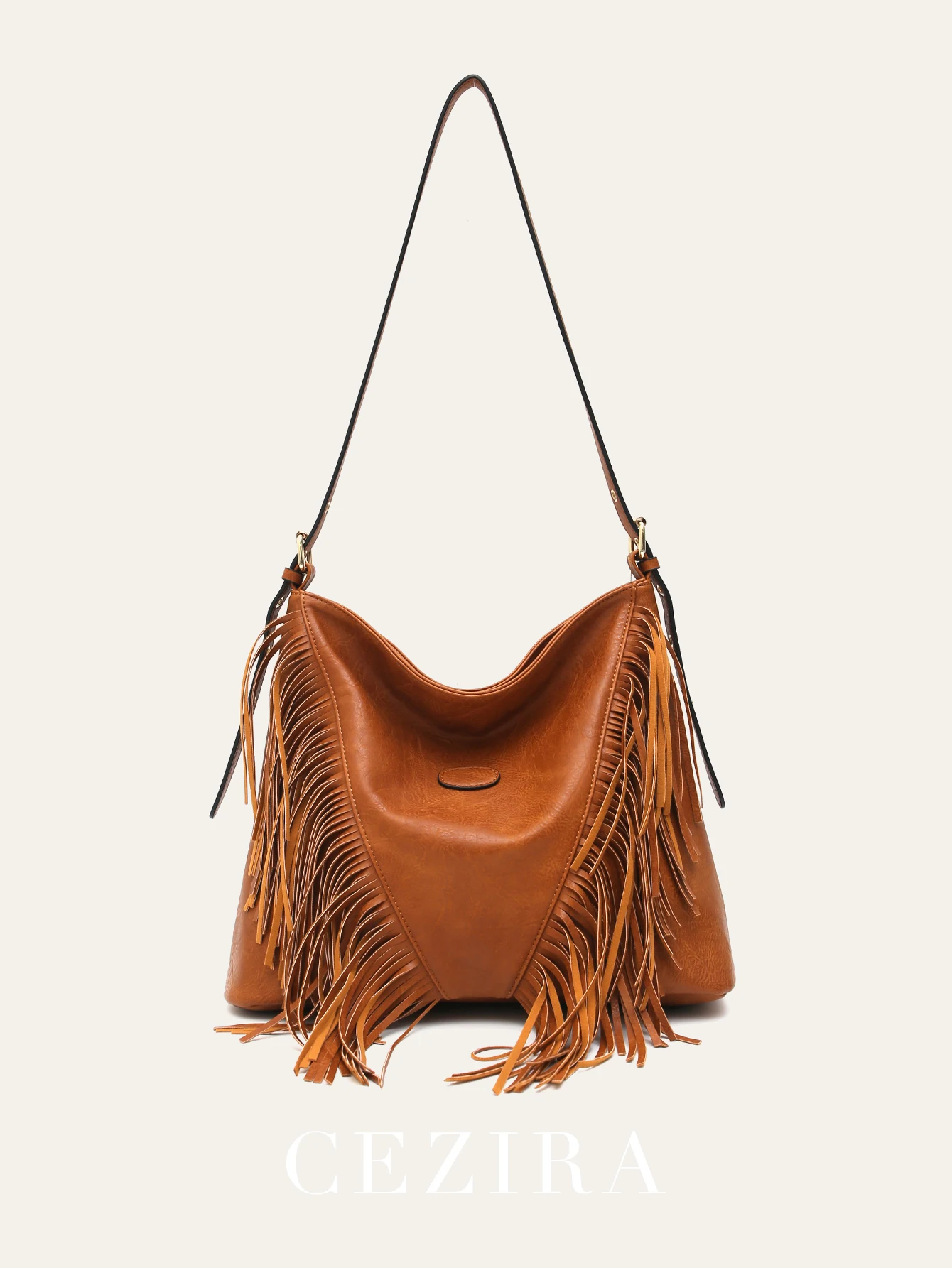 CEZIRA Brand PU Vegan Leather Tassel Fringe Bags Women Large Capacity Hobo Casual Bohemia Shoulder Cross body Handbags Purses