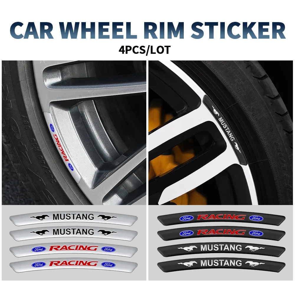 4pcs Auto Styling Aluminum Car Wheel Rims Racing Stickers Badge Decor Accessories For Ford Galaxy Falcon Territory Fiesta Mondeo