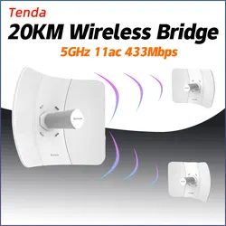 Tenda O8 Outdoor Access Point 433 Mbps Long Range CPE 5GHz Wireless Bridge 23dBi Transmission 20km AP|WISP|IP65 Waterproof