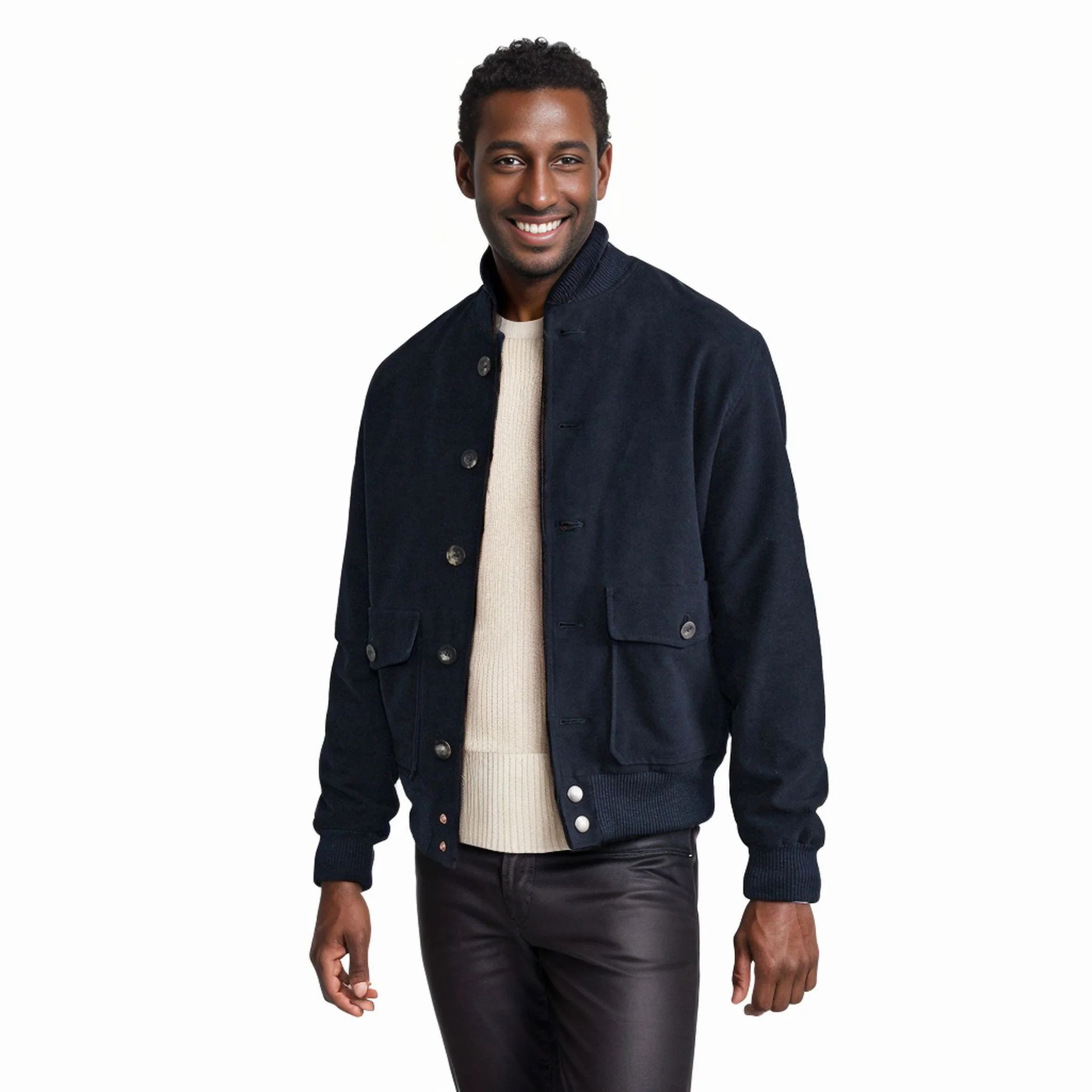 

Autumn Winter Man Cargo Coat Vintaeg Single-breasted Stand Collar Male Outerwear Solid Color Long Sleeve Pocket Men Jacket