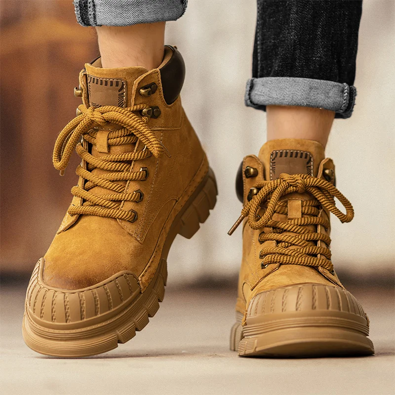 Men's Boots Extended Water Barrier Thermal Collar Rain-Snow Hybrid Protection lace up with fur warm shoes
