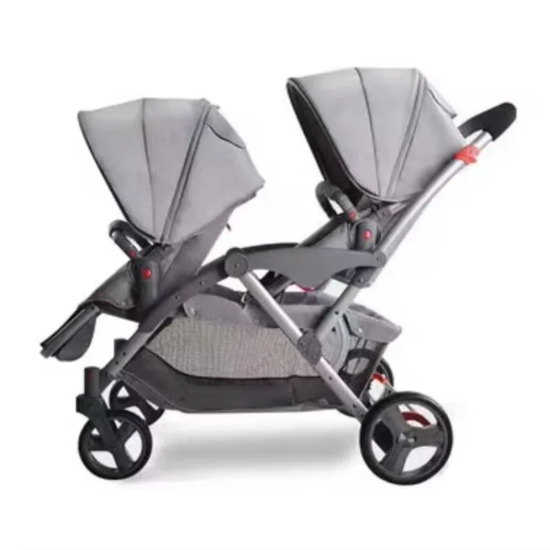 hot selling can sit and lie light weight two-seater one-click folding twin baby stroller carriage for 6-36 months newborns