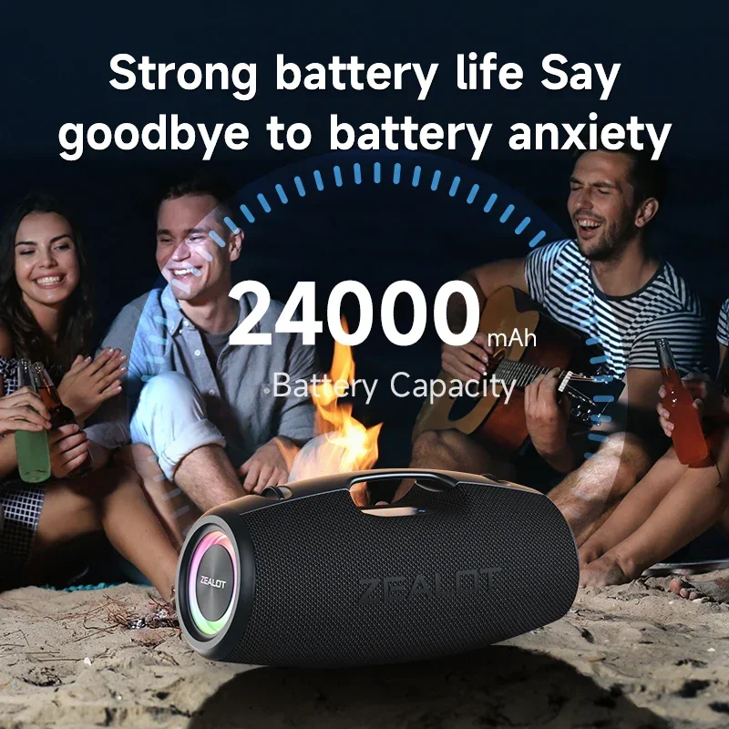 

S78 100W Portable Outdoor Speaker IPX7 Waterproof Wireless Speakers With RGB Lights, Rich Bass Stereo Sound 12H Playtime