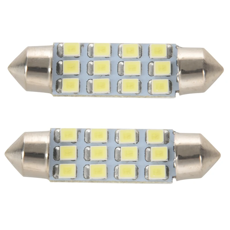 

2 шт., автомобильная лампа 12 SMD 3528, 12 В, 42 мм