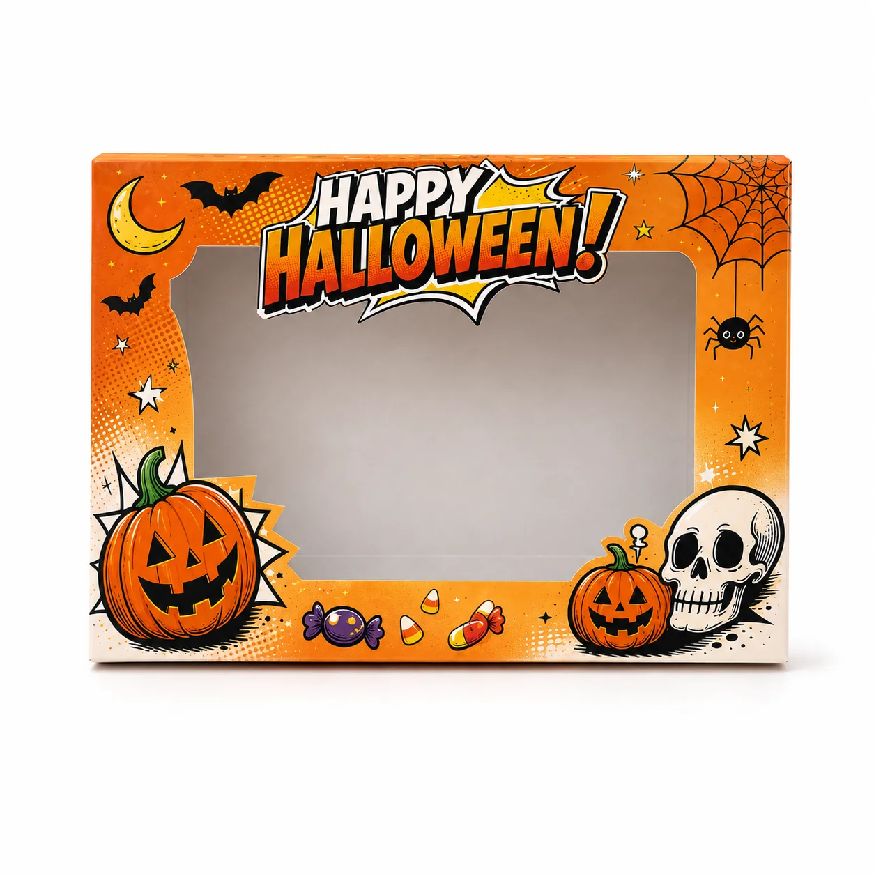 Custom Exquisite Printed Clear Window Halloween Gift Paper Box with Monster Artwork for Seasonal Candy Gifts