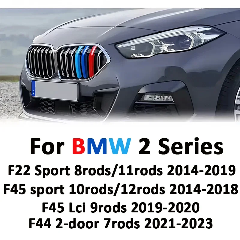 Image of Kühlergrill-Zierleisten für BMW 2er F22 Sport 8rods 11rods F45 Sport 10rods 12rods F45 LCI 9rods F44 2-Türer 2014-2023