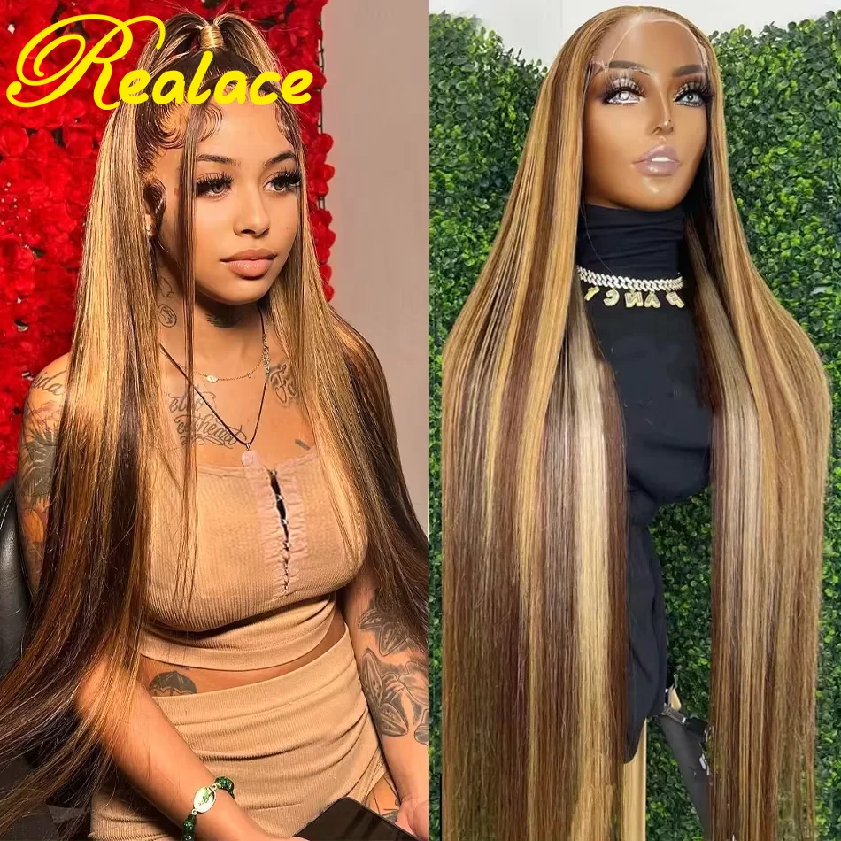 Highlight 13x6 HD Lace Front Wig Human Hair 13x4 Straight Colored 4/27 Honey Blonde Wigs for Women Choice Guleless Wigs on Sale