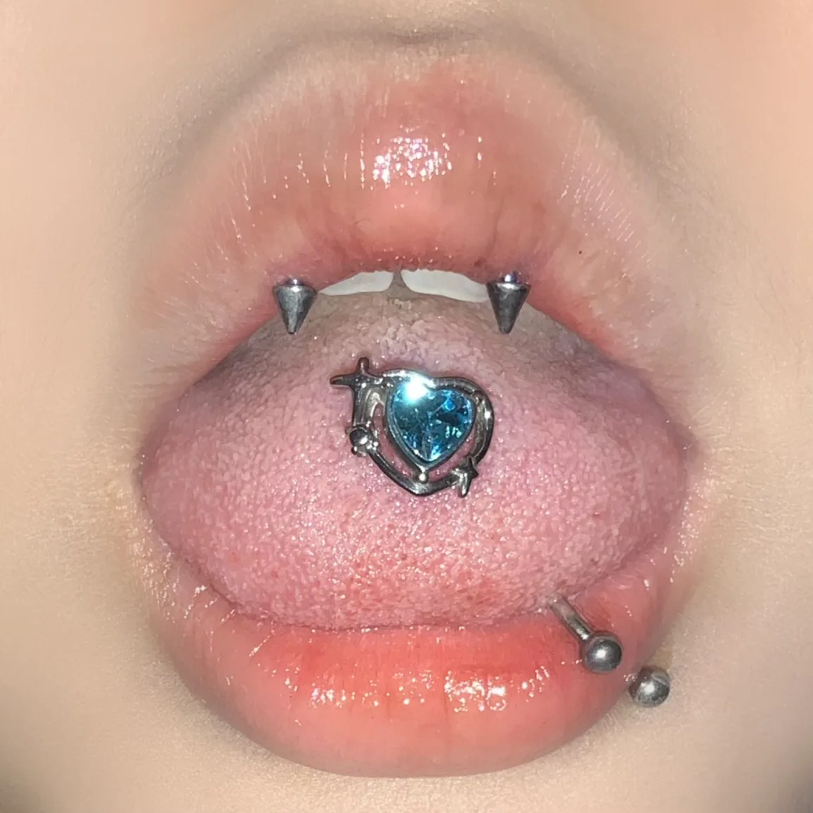 Love Peach Heart Zircon Titanium Steel Tongue Studs Piercings New Sweet and Cute Lingua Piercing Jewelry New Punk Personality