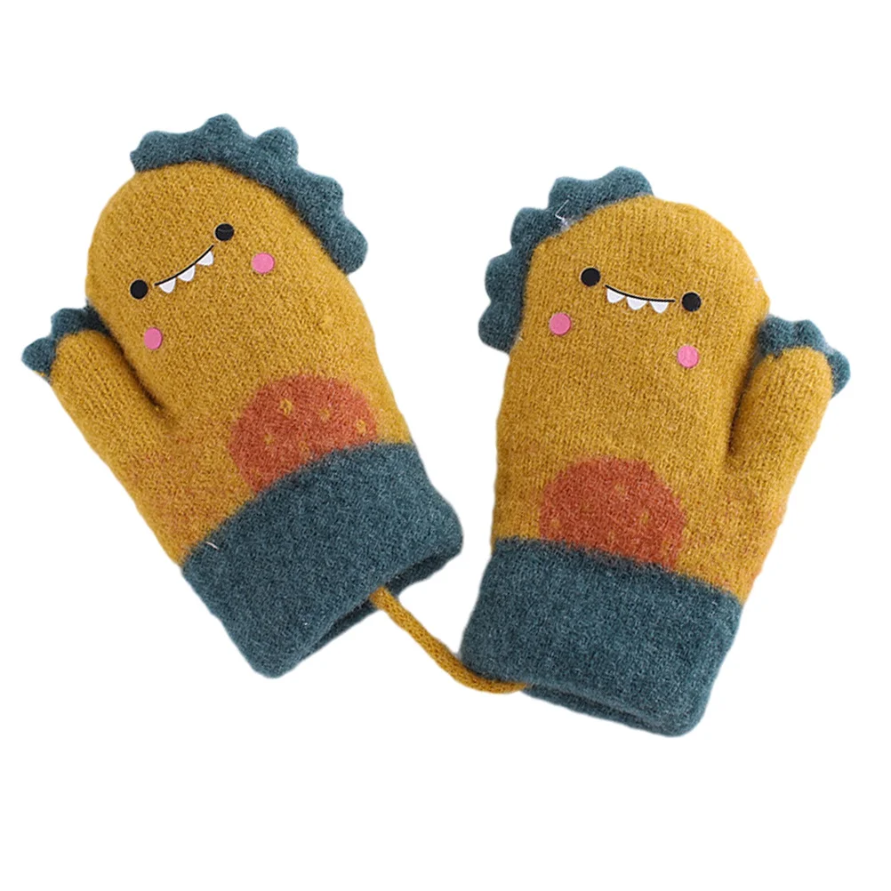 

1Pair Children Winter Gloves Cartoon Mittens Thick Warm Kids Cold-Proof Gloves Hand Protection Supplies for 8-14 Month Baby
