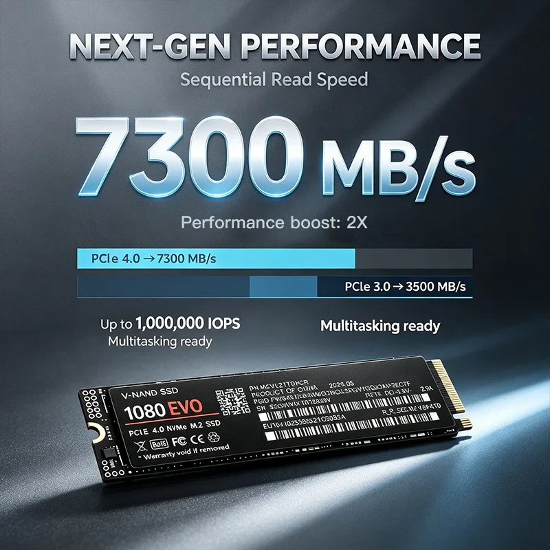 M.2 NVMe PCIe 4.0 SSD 1080 EVO 500GB 1TB 2TB 4TB Fast Internal Solid State Drive High Speed Storage for Gaming Office