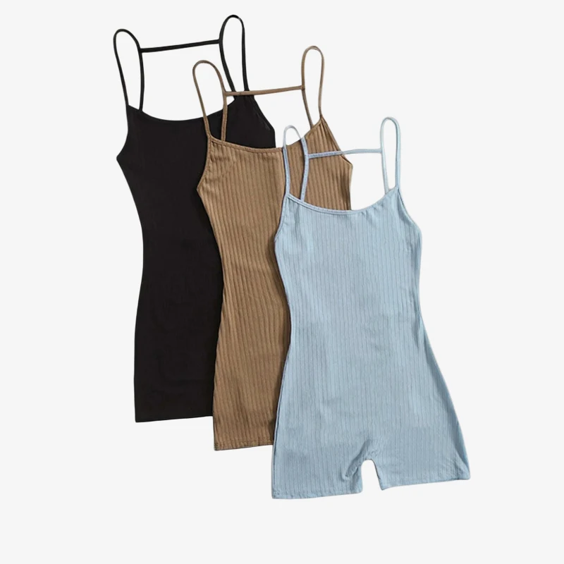 

Женские комбинезоны, весна-осень 2024, базовые облегающие однотонные комбинезоны без рукавов с квадратным вырезом для свиданий, повседневные комбинезоны