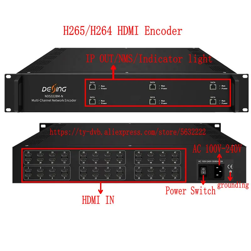 HD Audio Video Encoder 32 40 48 Channel HD MI to Ip Hotel Iptv Catv TV System H264 H265 hevc Internet streaming HD Encoder