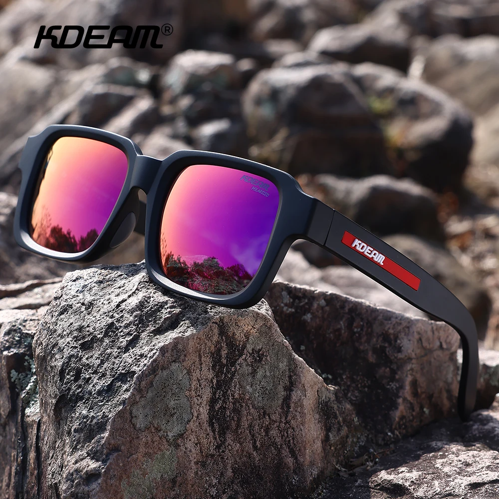 

KDEAM мужские квадратные солнцезащитные очки большого размера премиум-класса TR-90 оправа TAC поляризационные очки с черепом на молнии Высшая серия