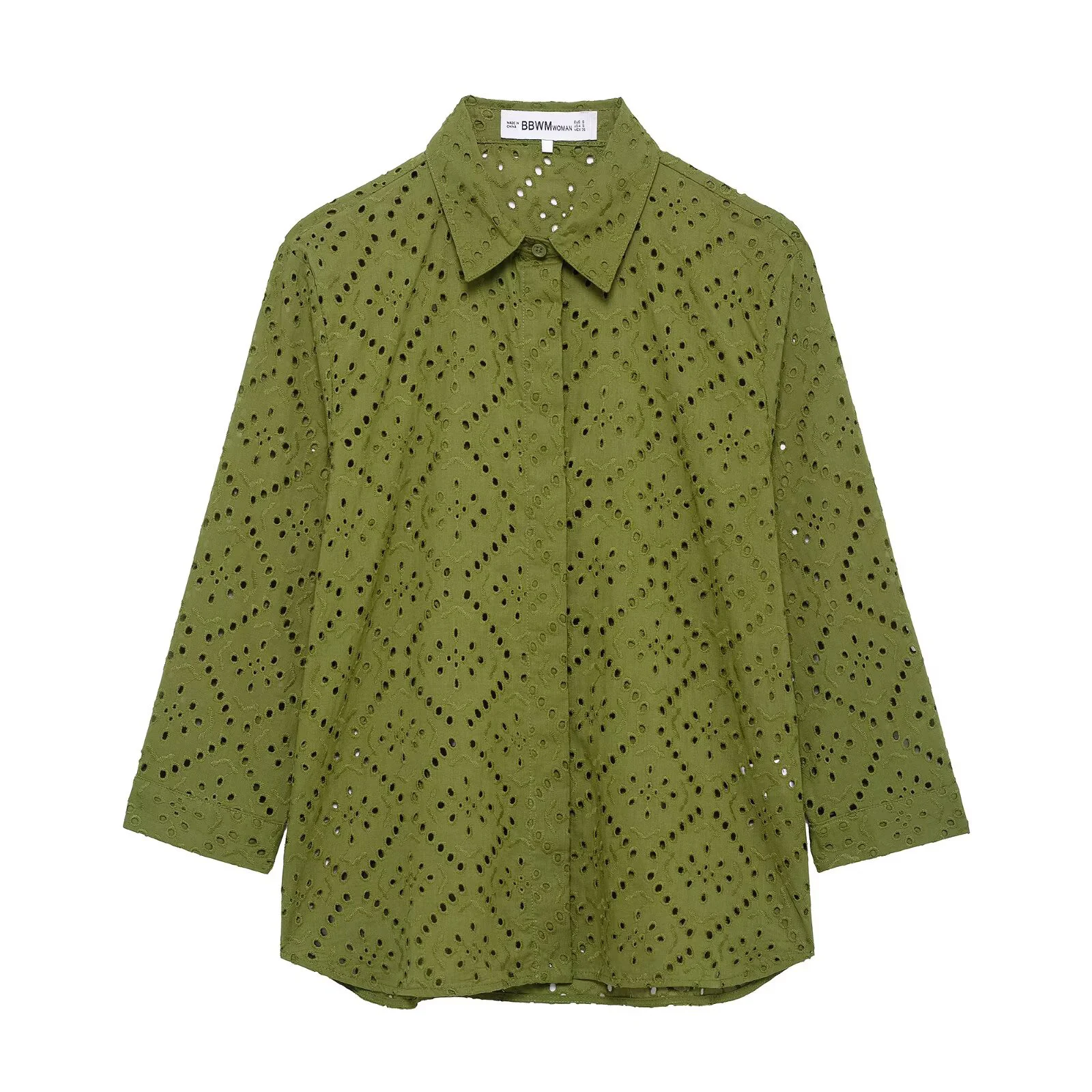 Chemise brodée creuse pour femmes, vêtements polyvalents et confortables, couleur unie, Look Slim, nouveau produit, printemps 2025