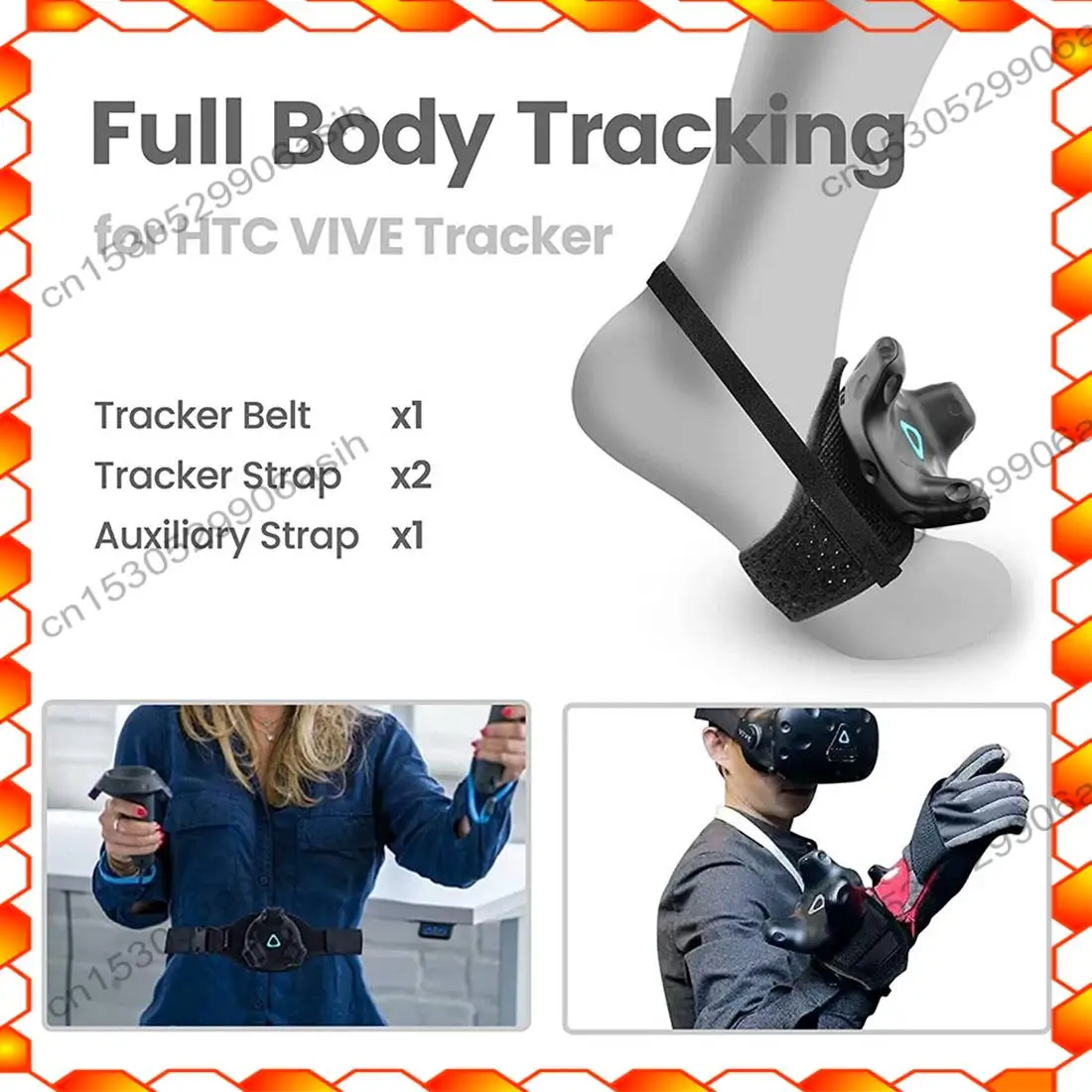 -AT52 Vive Tracker Belt Vive Tracker Straps لـ HTC Vive System Tracker Pucks، هيكل تتبع كامل الجسم وترقية
