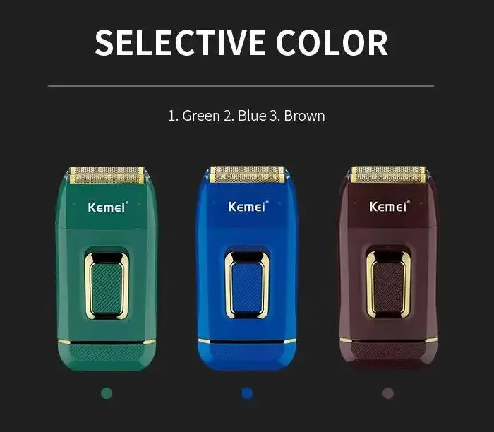 Kemei KM-2031 스테인레스 스틸 더블 메쉬 세척 가능, USB 충전, 스마트 안티 핀치 전기 면도기