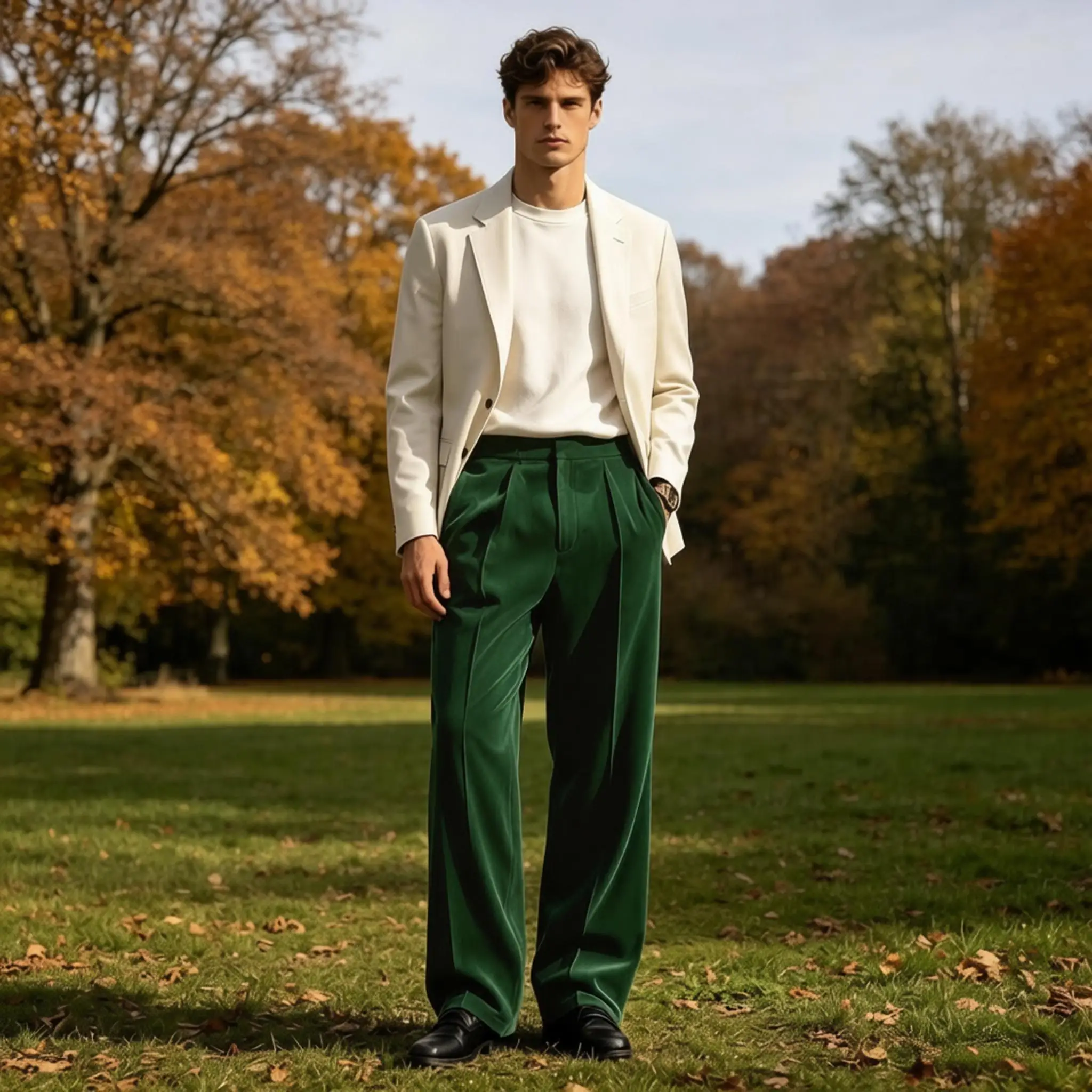 

Spring Autumn Men's Solid Color Velvet Suit Pants Business Loose Straight Leg Trousers Male Streetwear Fashion Leisure Pants