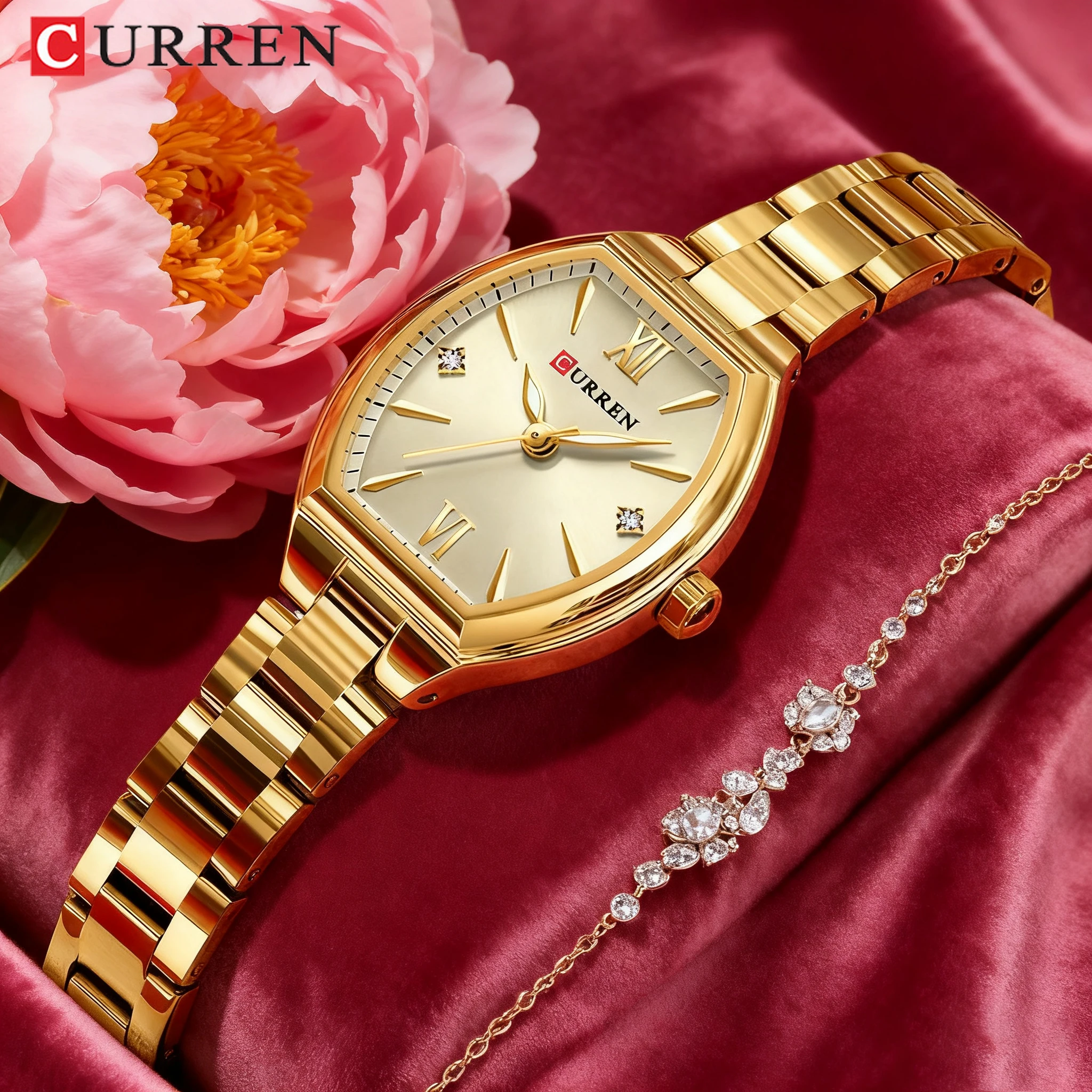 

CURREN модные простые элегантные кварцевые часы в форме бочонка женские женские часы на резинке в стиле ретро