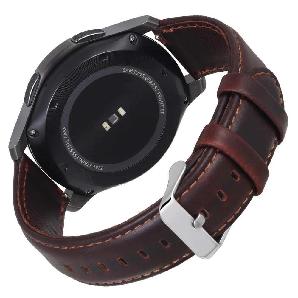 Strap for Galaxy Watch 46mm/Active 2 40mm 44mm bands 20mm 22mm Leather wrist bracelet for samsung Gear S3 Frontier/classic belt