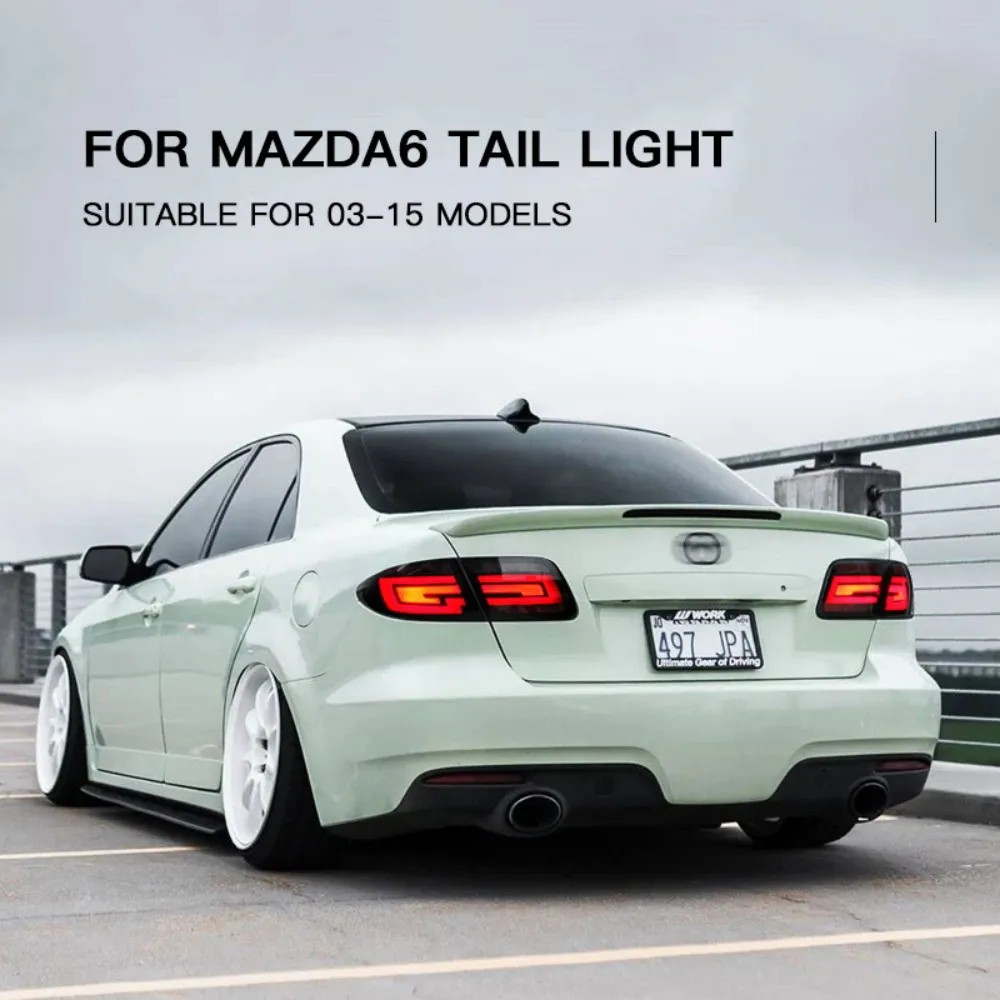 

Задние фонари для Mazda 6 2003-2015, черные задние фонари с последовательным сигналом для запуска анимации, аксессуары в сборе
