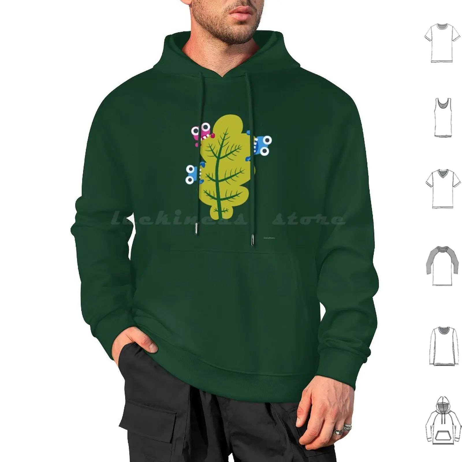 Cute Bugs Eat Green Leaf Hoodies Long Sleeve Leaf Spring Springtime Cute Spring Spring Green Nature Green Leaf Leaves