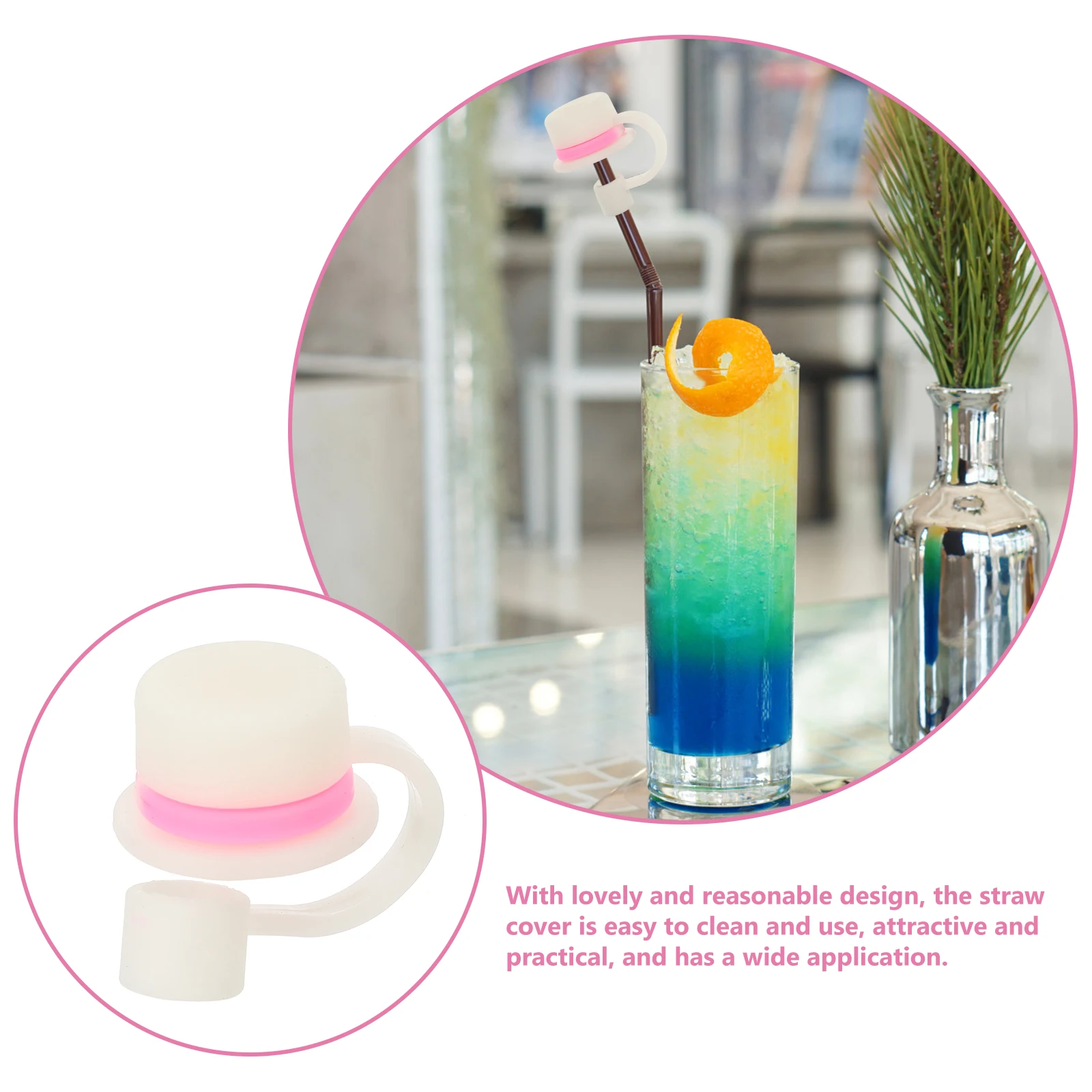 

6pcs Silicone Straw Caps Covers Reusable Cute Dust Plug Tip Protectors For Drinking Straws Lightweight Durable Sealing Hat