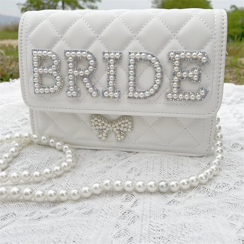 Borsa da sposa borsa a tracolla con catena di perle da sposa per essere borsa a catena di fidanzamento di nozze pochette borsa di perle per feste