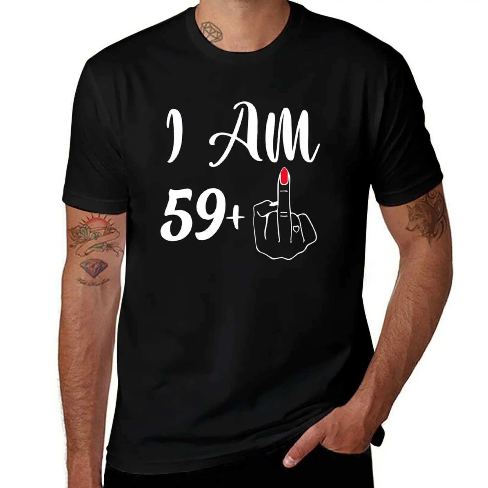 

Rude - Gift 59 shirts quality cotton high Middle Funny Birthday 60th t t I'm + 1 Finger man T-Shirt shirts cotton T-Shirt