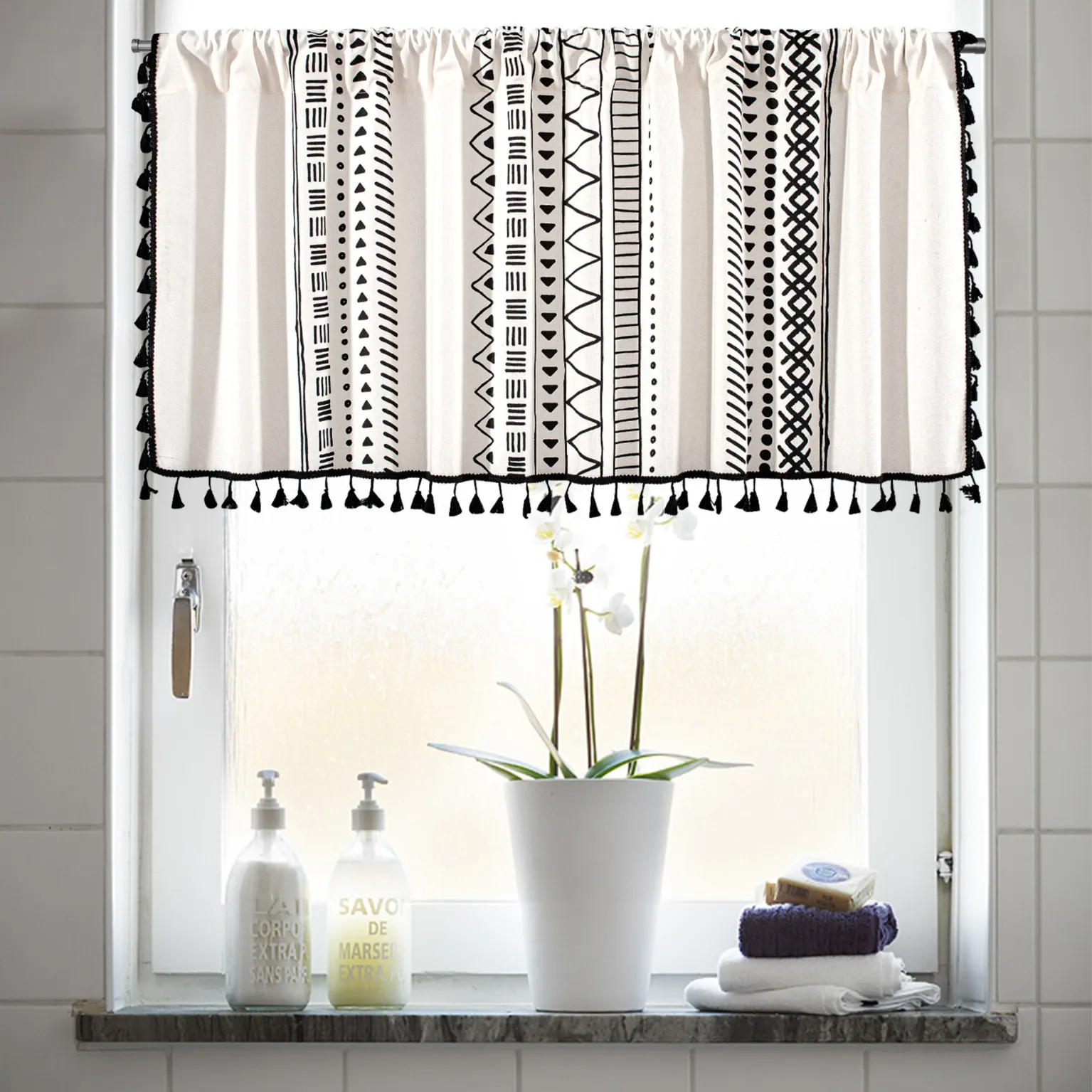 

Cotton Linen Window Mantle Printing Half Curtain Door Curtain Coffee Curtain Kitchen Washbasin Cabinet Dust Curtain Rod Installa