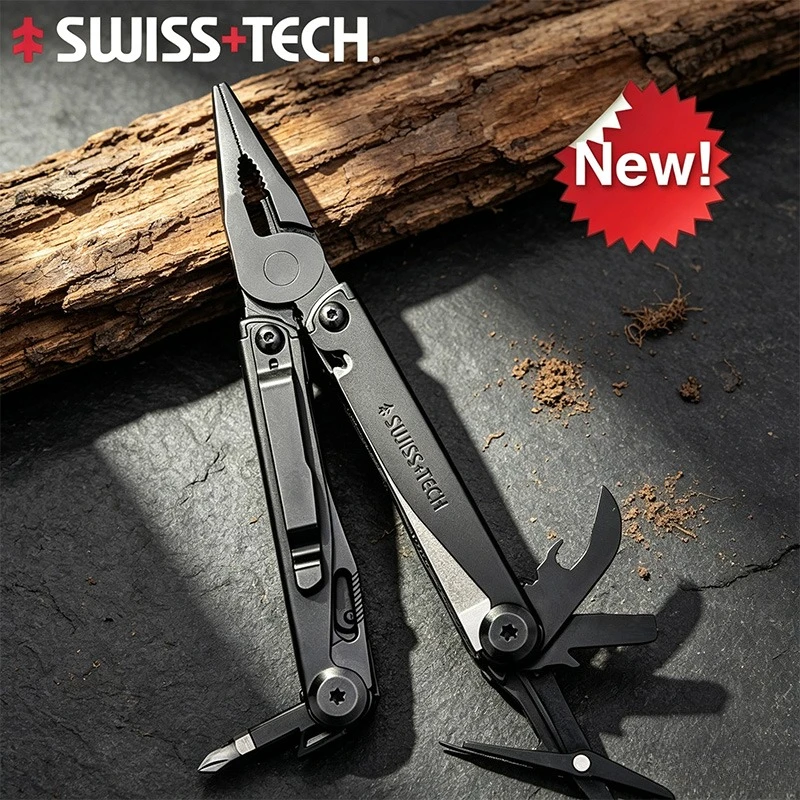 SWISS TECH 18 in 1 Multi Tool Pliers Folding Multi-functional Tool Portable EDC Outdoor Camping Equipment Gift for Men