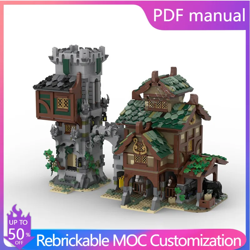 

1340PCS Customized MOC Medieval Street Building Guard Tower Model Brick DIY Block Creative Educational Assembly Toy Holiday Gift