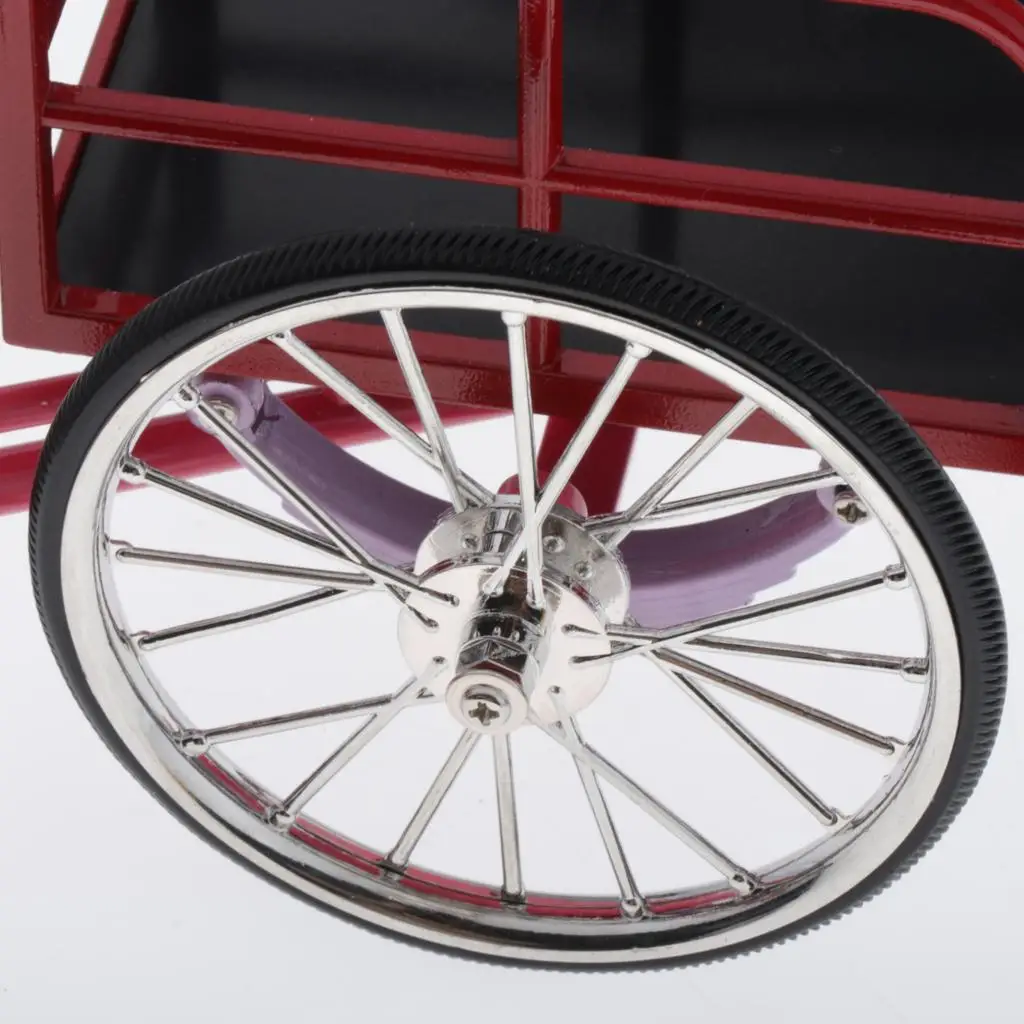 

Модель велосипеда из литого металла, масштаб 1:10, имитация миниатюрного трехколесного велосипеда, игрушка для кукольного домика, украшение для дома